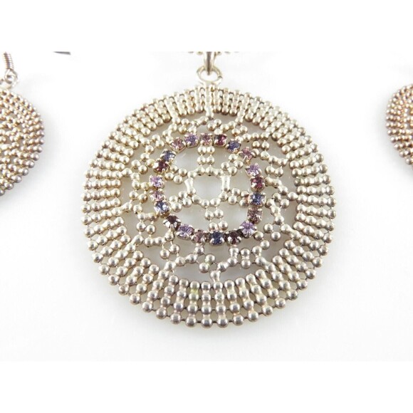 Designer Quality Sterling Silver Ball Necklace & Ball Mesh Pendant and Earring S - Picture 4 of 7